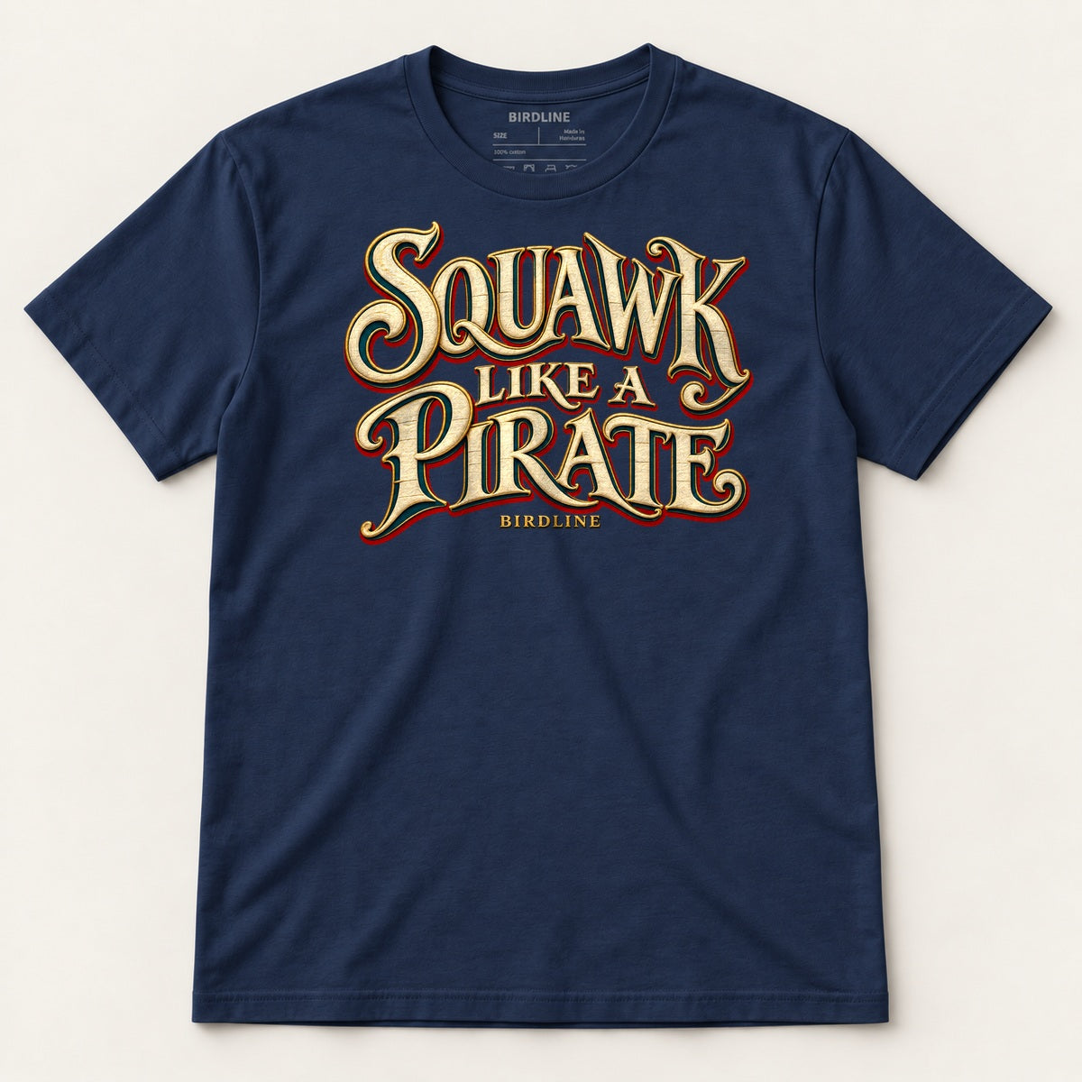Squawk Like A Pirate T-Shirt in Navy, front view