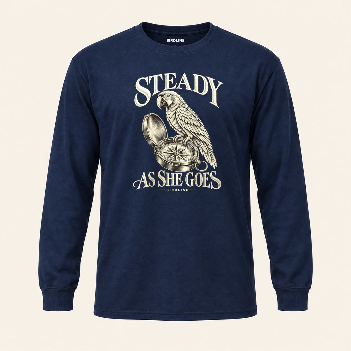 Steady As She Goes Long Sleeve Shirt in Navy, front view