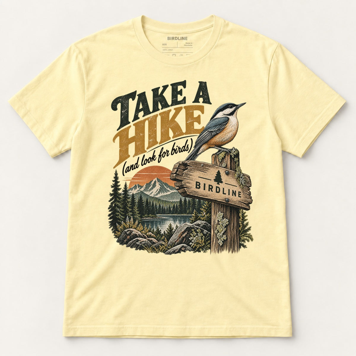 Take A Hike T-Shirt in Cornsilk, front view