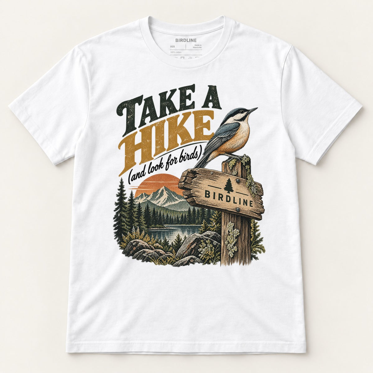 Take A Hike T-Shirt in White, front view