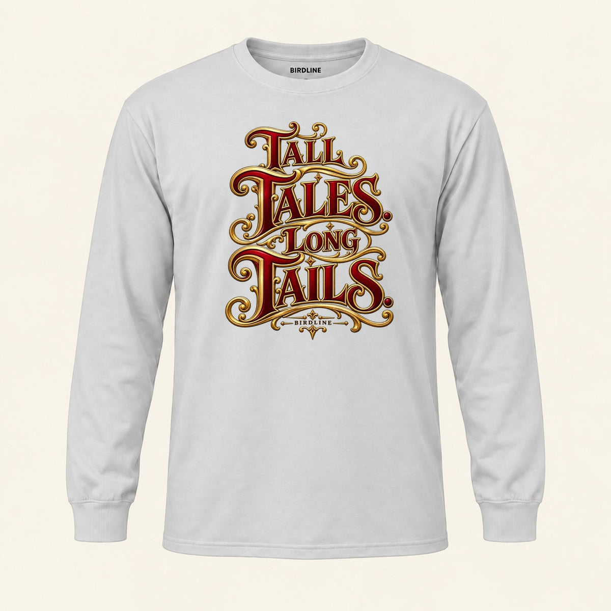 Tall Tales Long Tails Long Sleeve Shirt in Ash, front view
