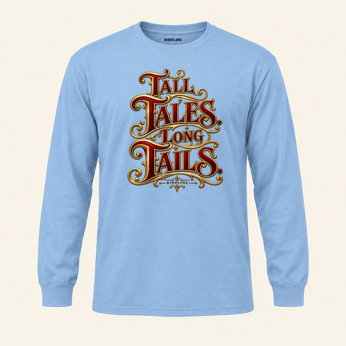 Tall Tales Long Tails Long Sleeve Shirt in Light Blue, front view