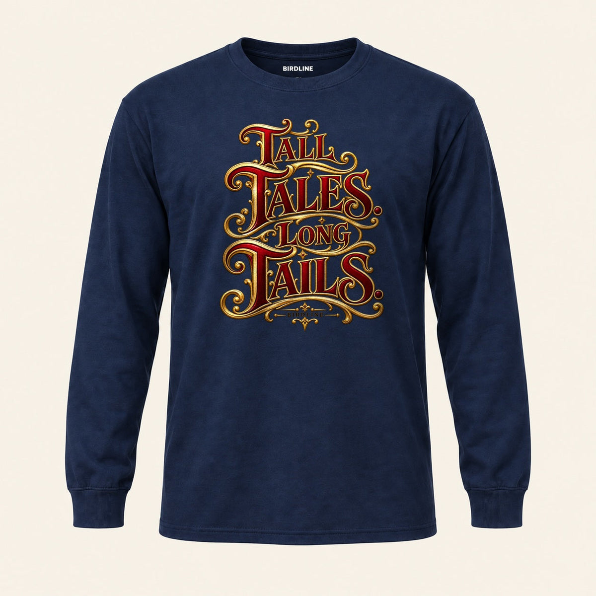 Tall Tales Long Tails Long Sleeve Shirt in Navy, front view