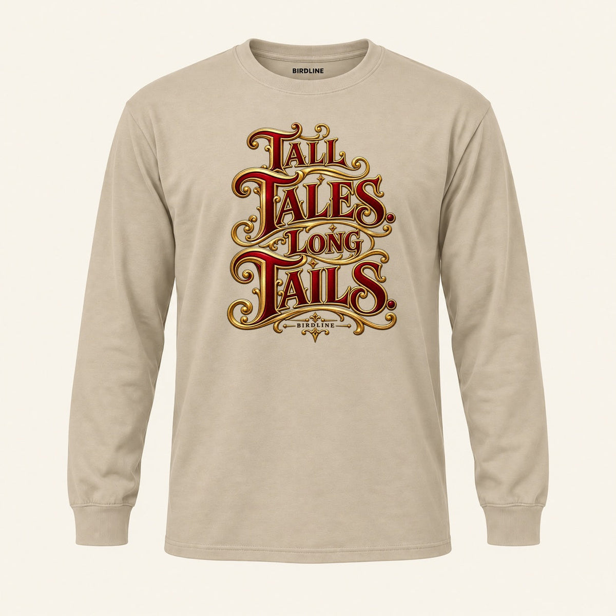 Tall Tales Long Tails Long Sleeve Shirt in Sand, front view