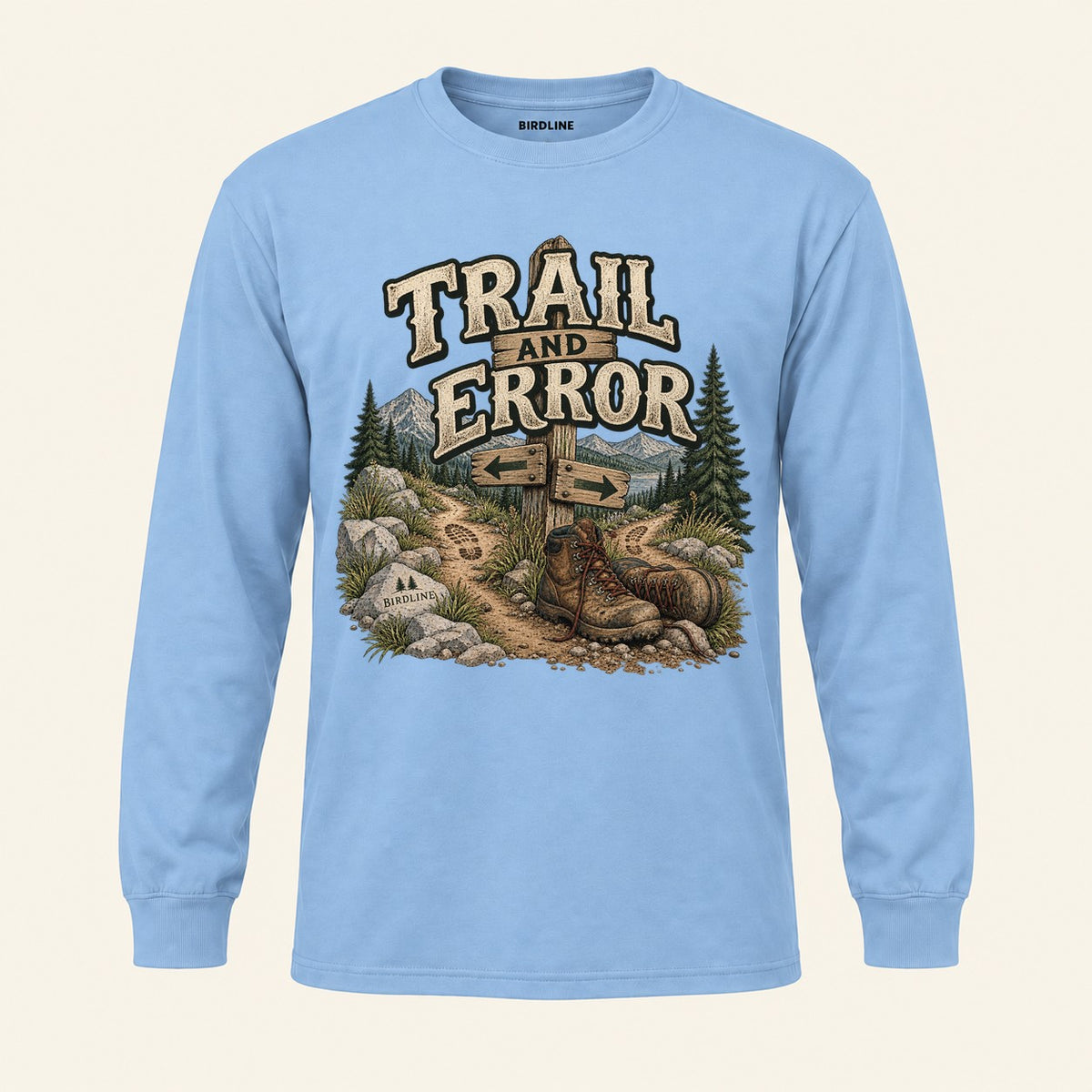 Trail And Error Long Sleeve Shirt in Light Blue, front view