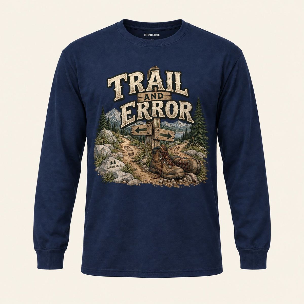 Trail And Error Long Sleeve Shirt in Navy, front view