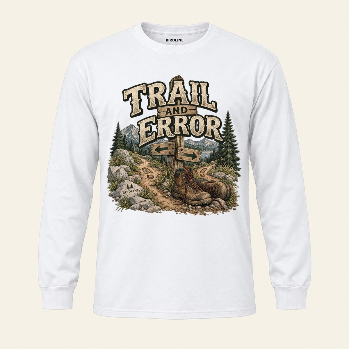 Trail And Error Long Sleeve Shirt in White, front view