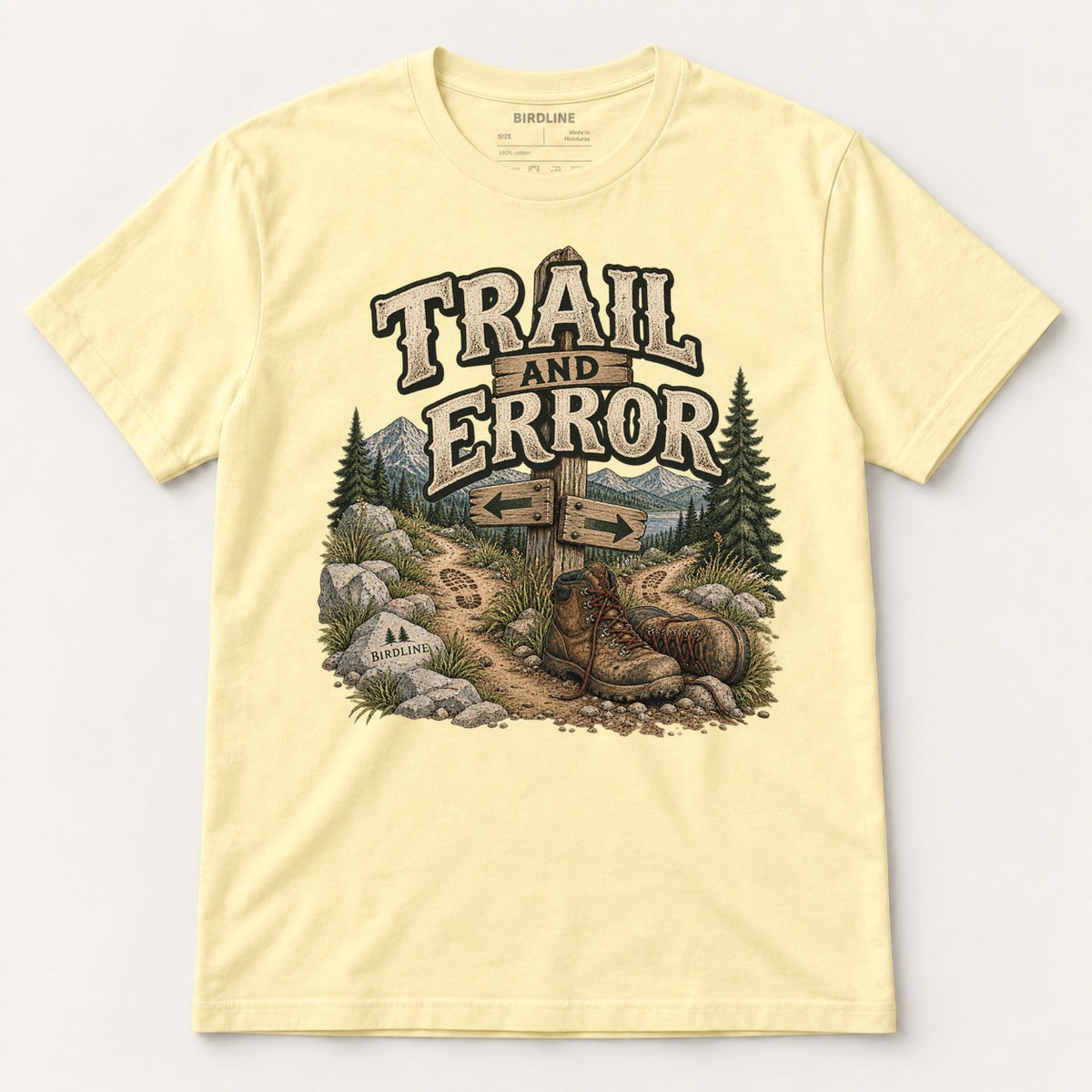 Trail And Error T-Shirt in Cornsilk, front view