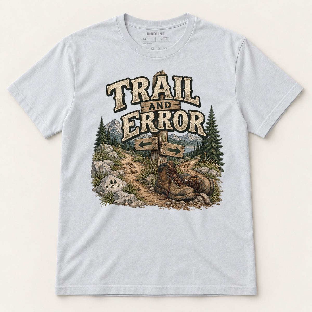 Trail And Error T-Shirt in Ice Grey, front view