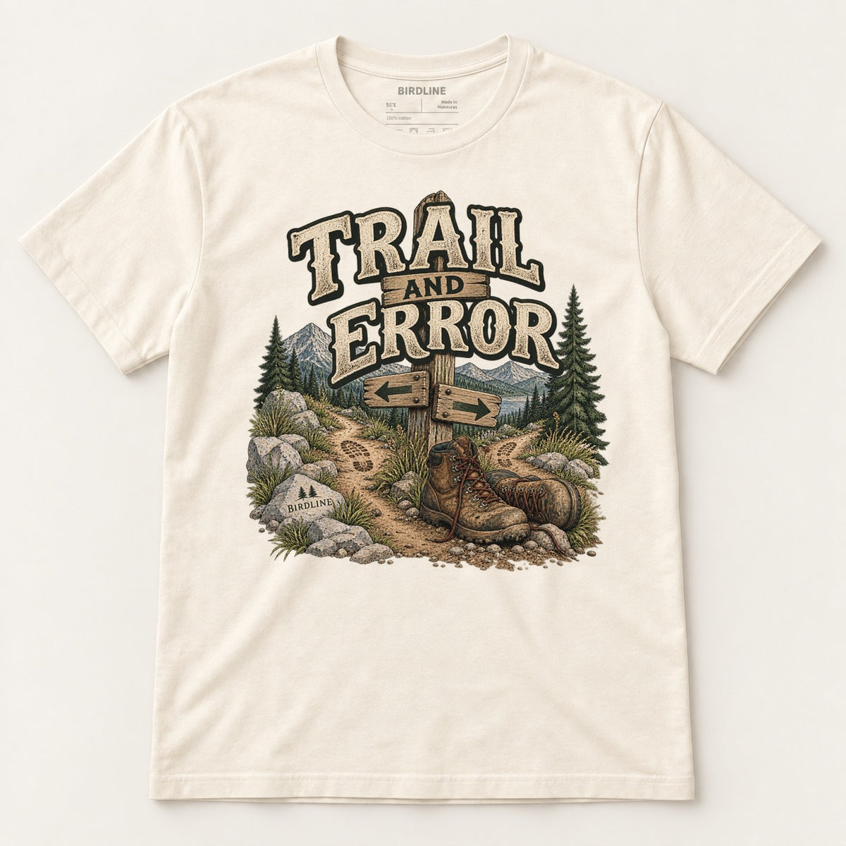 Trail And Error T-Shirt in Natural, front view