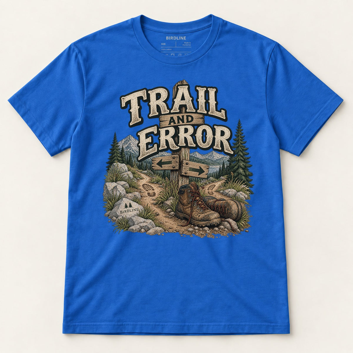 Trail And Error T-Shirt in Royal, front view