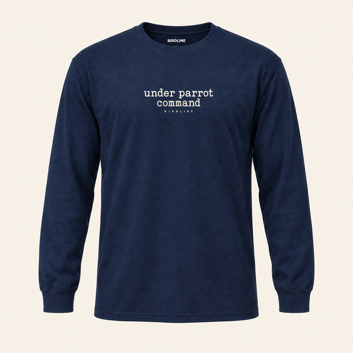 Under Parrot Command Long Sleeve Shirt in Navy, front view