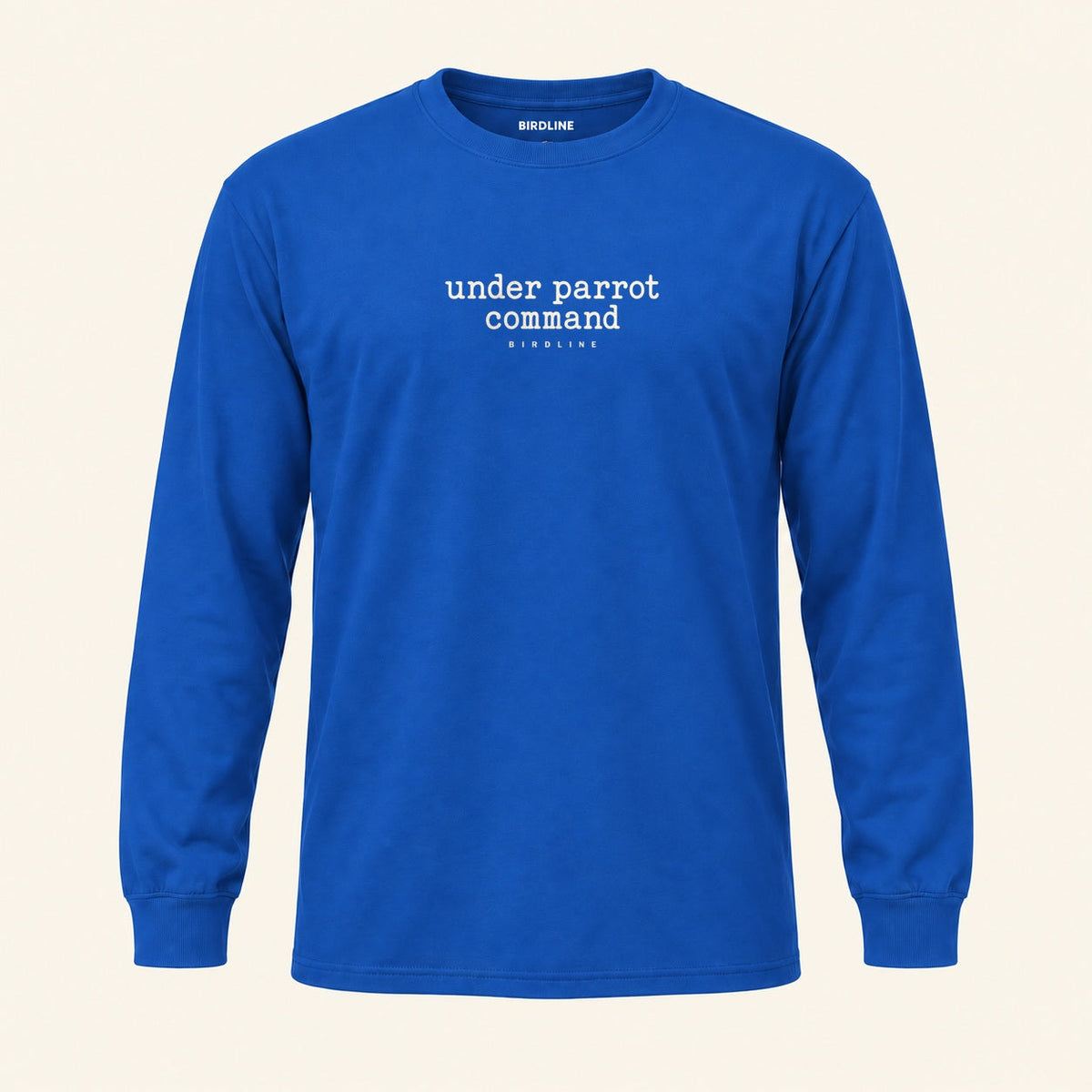 Under Parrot Command Long Sleeve Shirt in Royal, front view