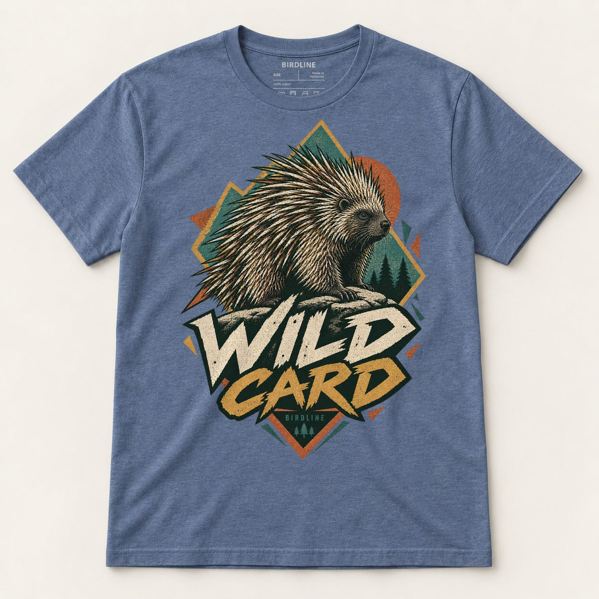 Wild Card T-Shirt in Heather Indigo, front view
