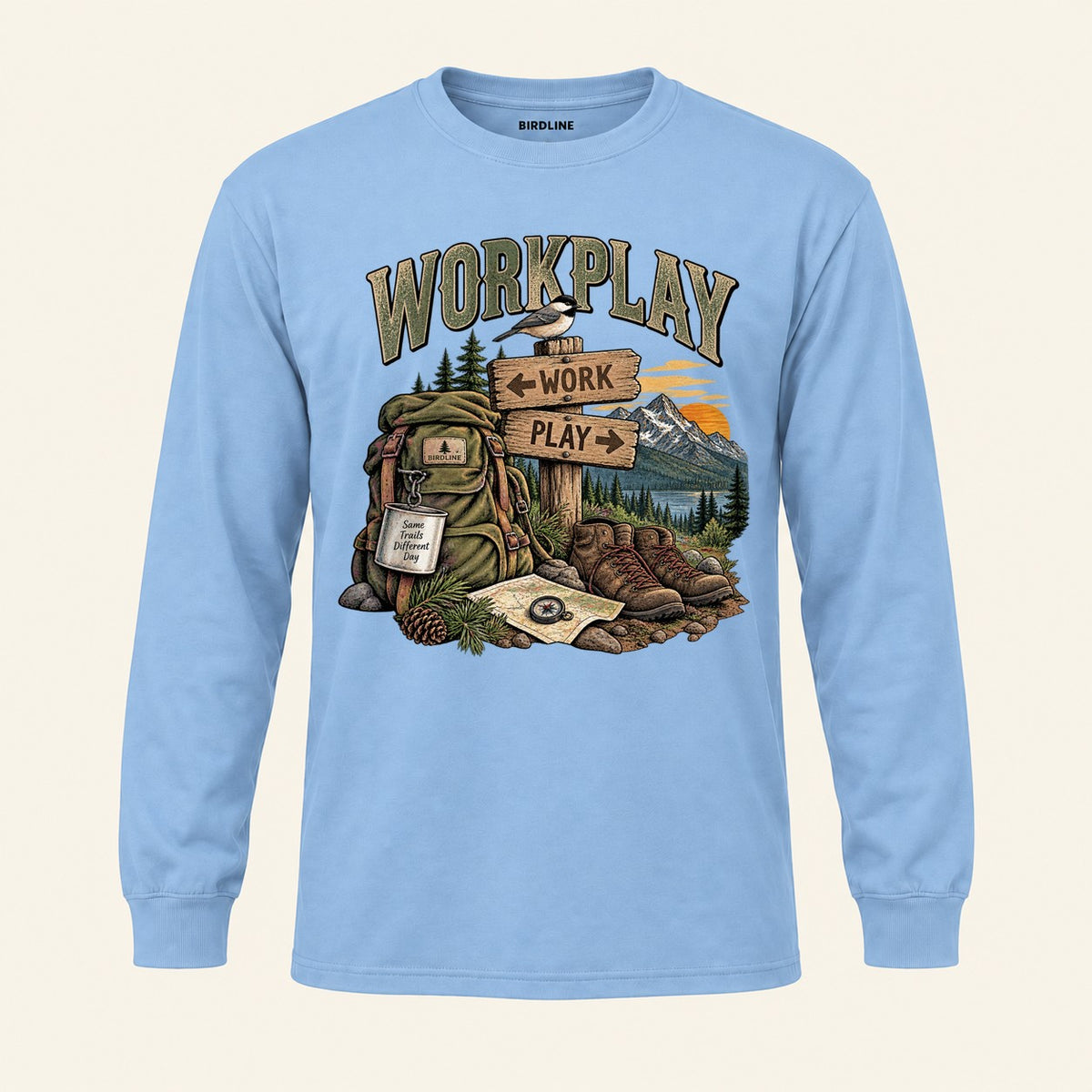 Workplay Long Sleeve Shirt in Light Blue, front view