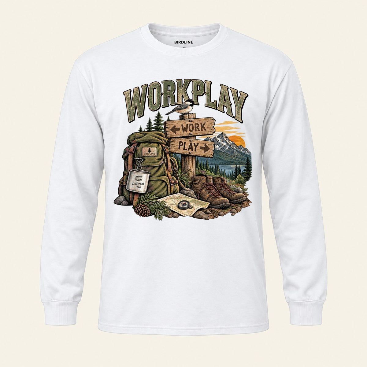 Workplay Long Sleeve Shirt in White, front view