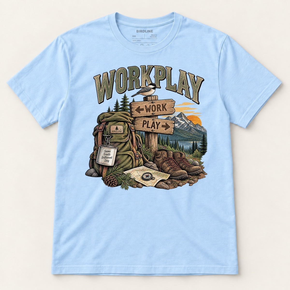 Workplay T-Shirt in Light Blue, front view