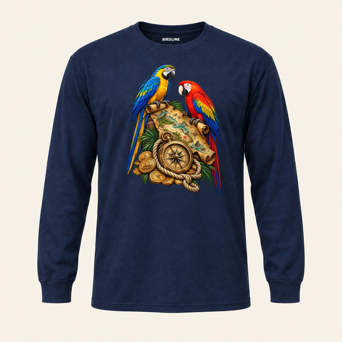 X Marks The Perch Long Sleeve Shirt in Navy, front view