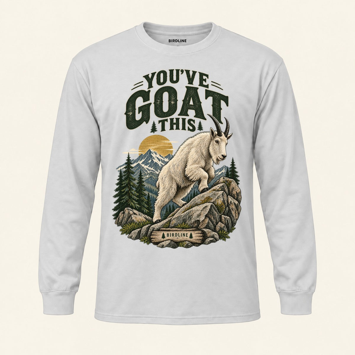 You've Goat This Long Sleeve Shirt in Ash, front view