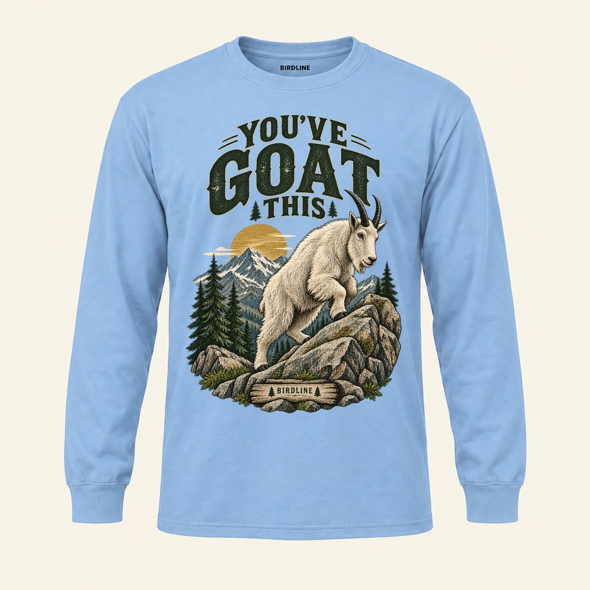 You've Goat This Long Sleeve Shirt in Light Blue, front view