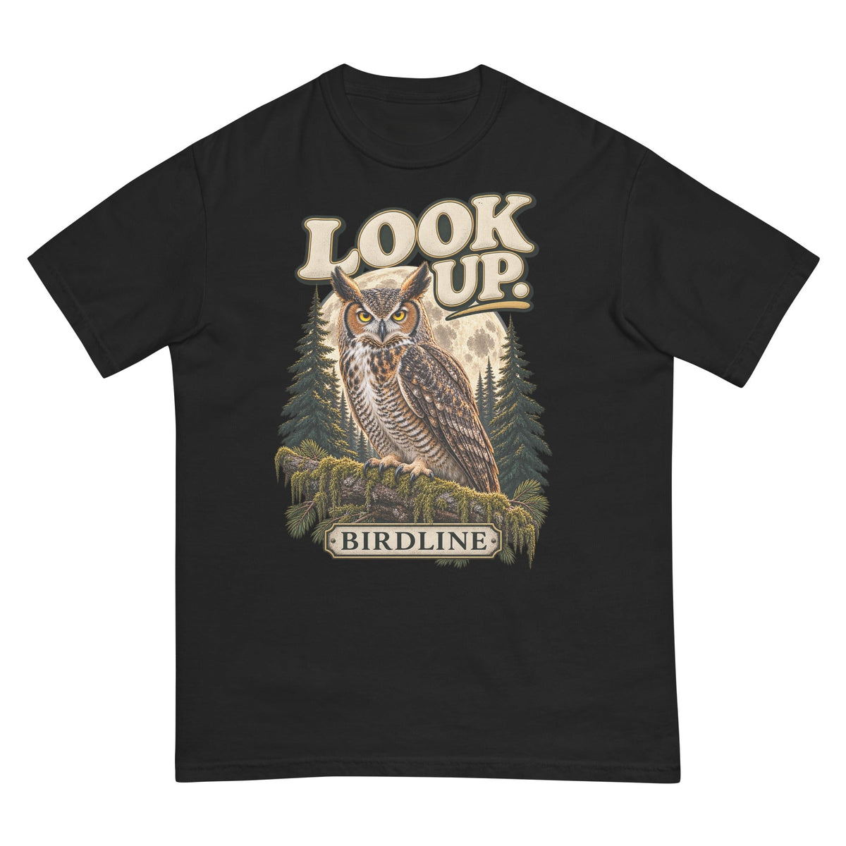 Look Up Owl T-Shirt premium-quality garment detail