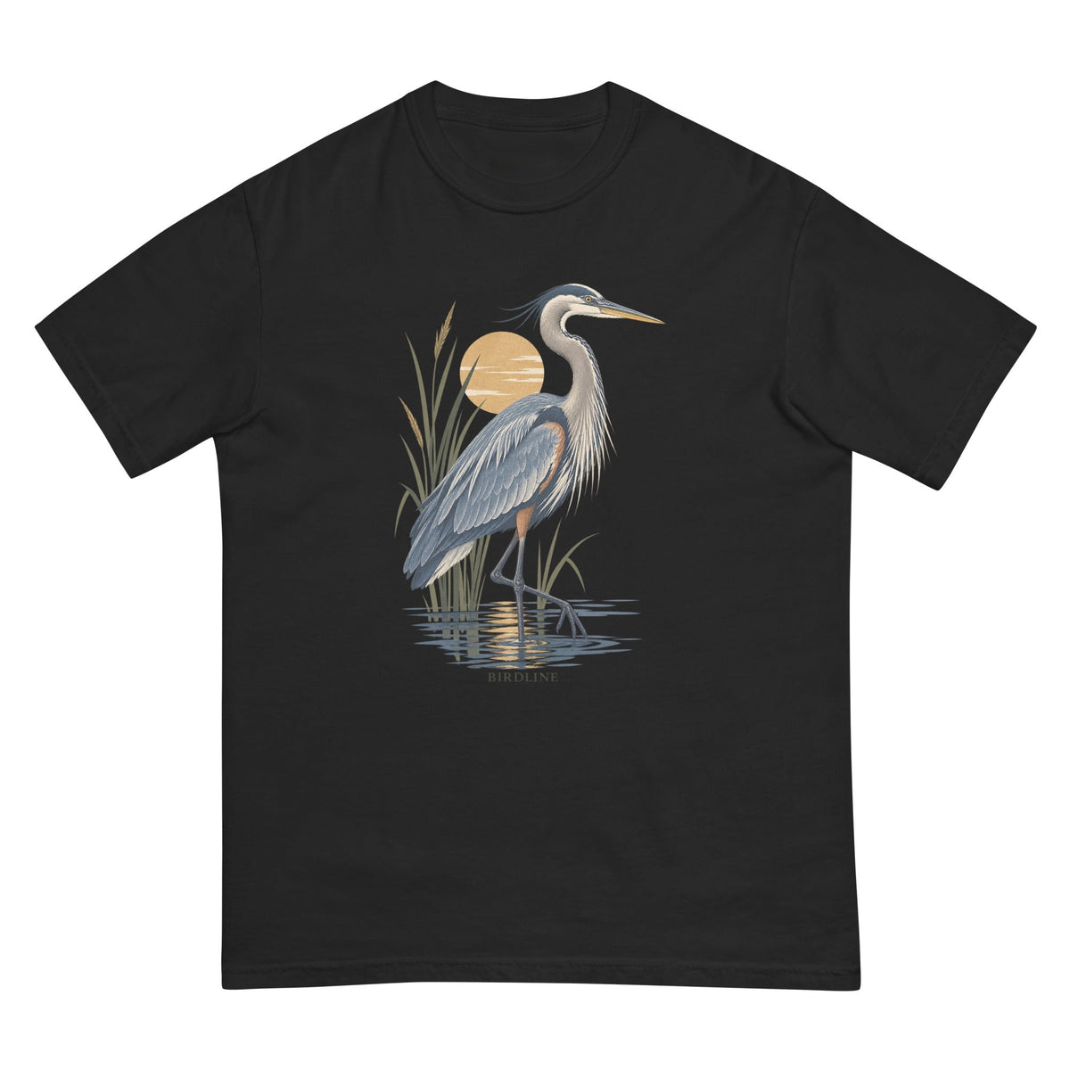 Great Blue Heron Sunrise T-Shirt premium-quality garment detail