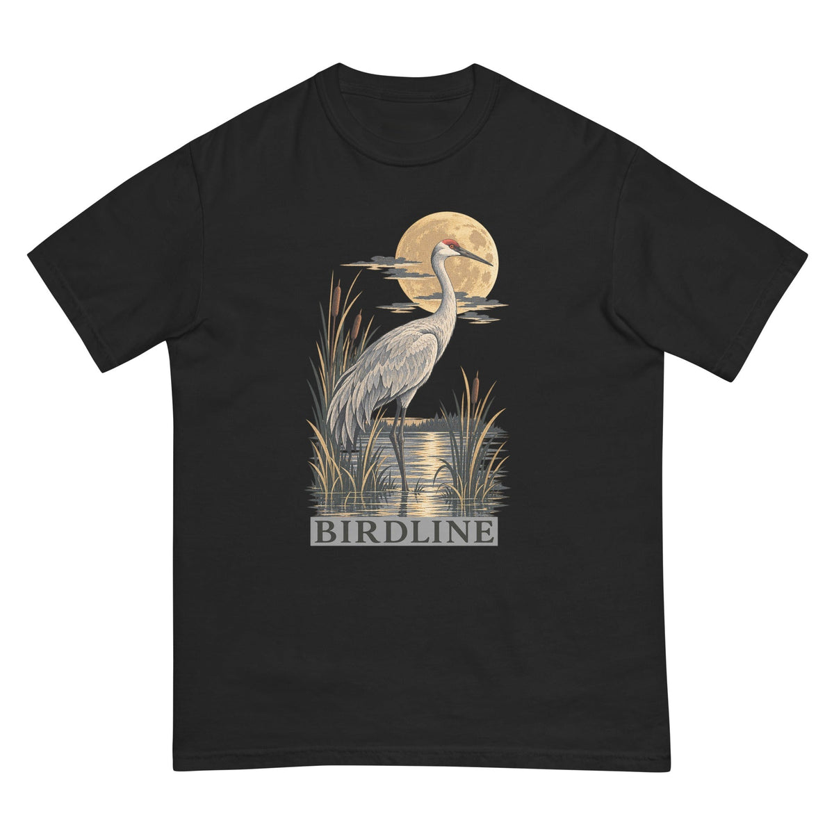 Heron Moonlight Marsh T-Shirt premium-quality garment detail