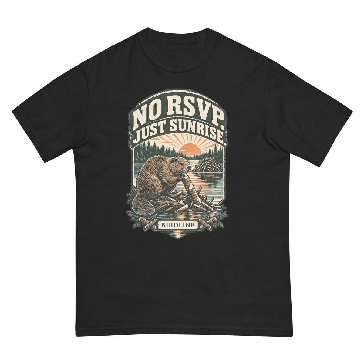 No RSVP Just Sunrise Beaver T-Shirt premium-quality garment detail
