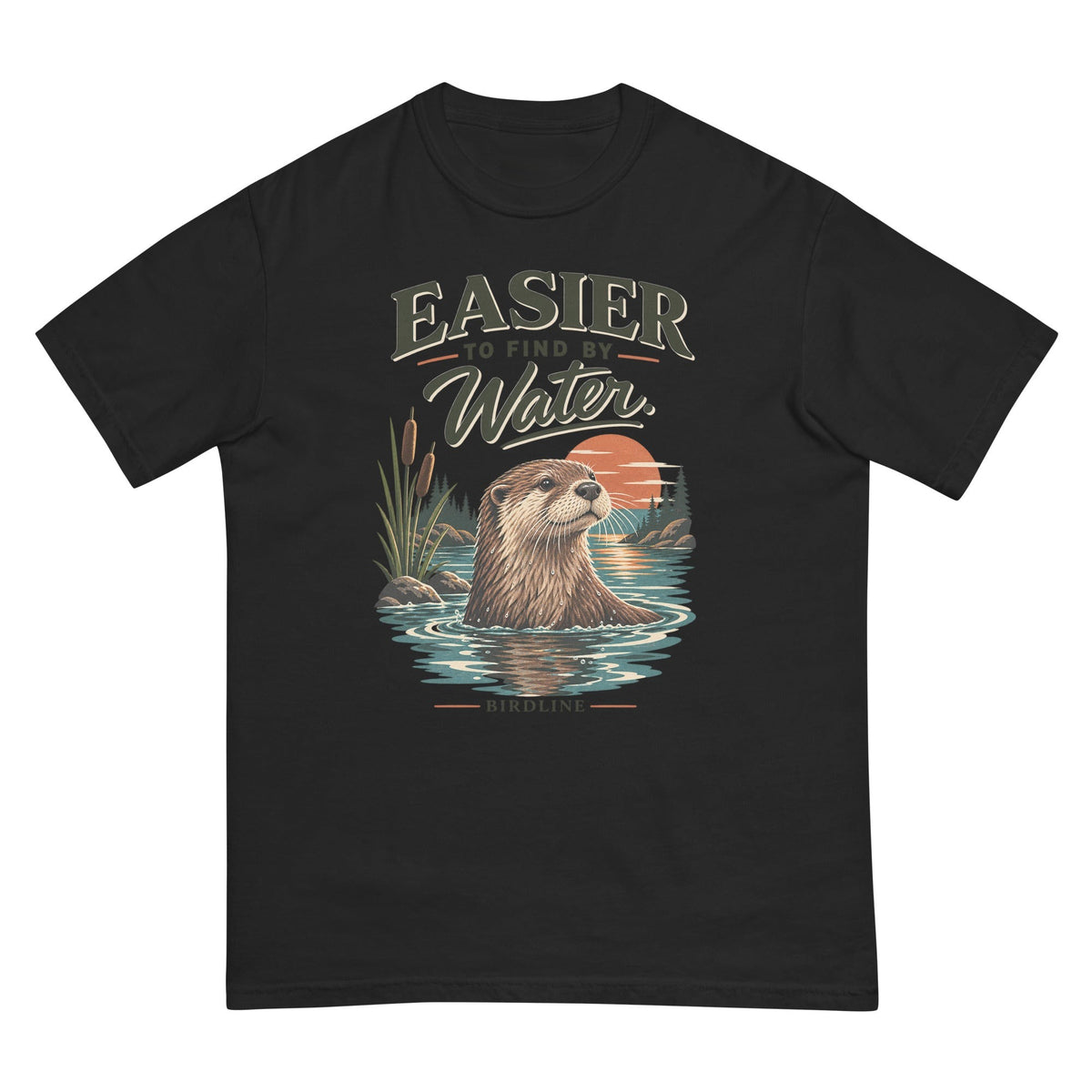Easier to Find by Water Otter T-Shirt premium-quality garment detail