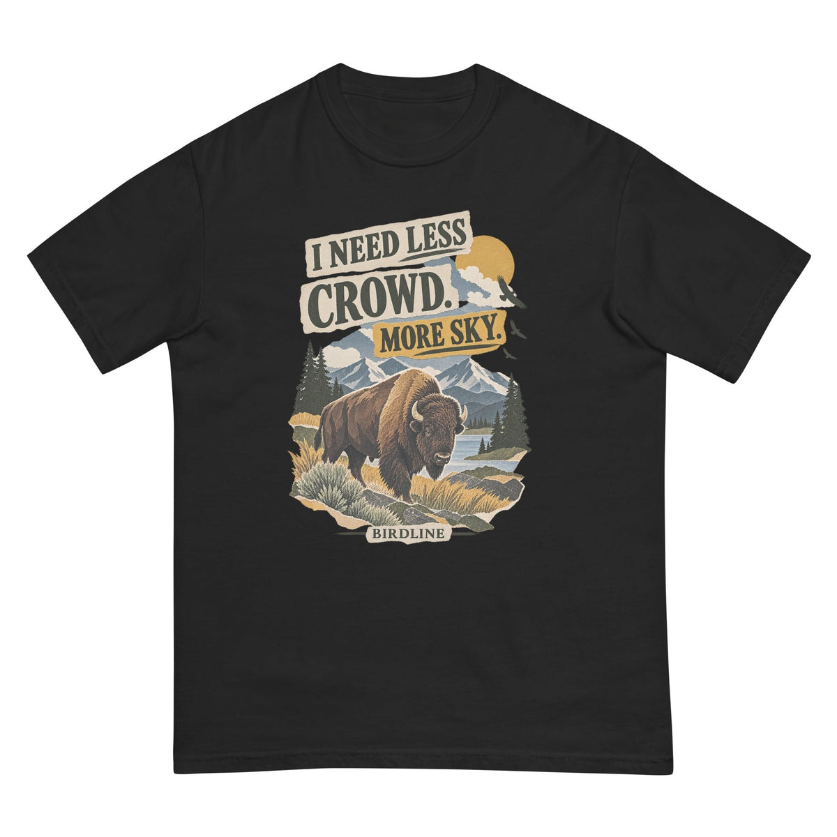 I Need Less Crowd More Sky Bison T-Shirt premium-quality garment detail