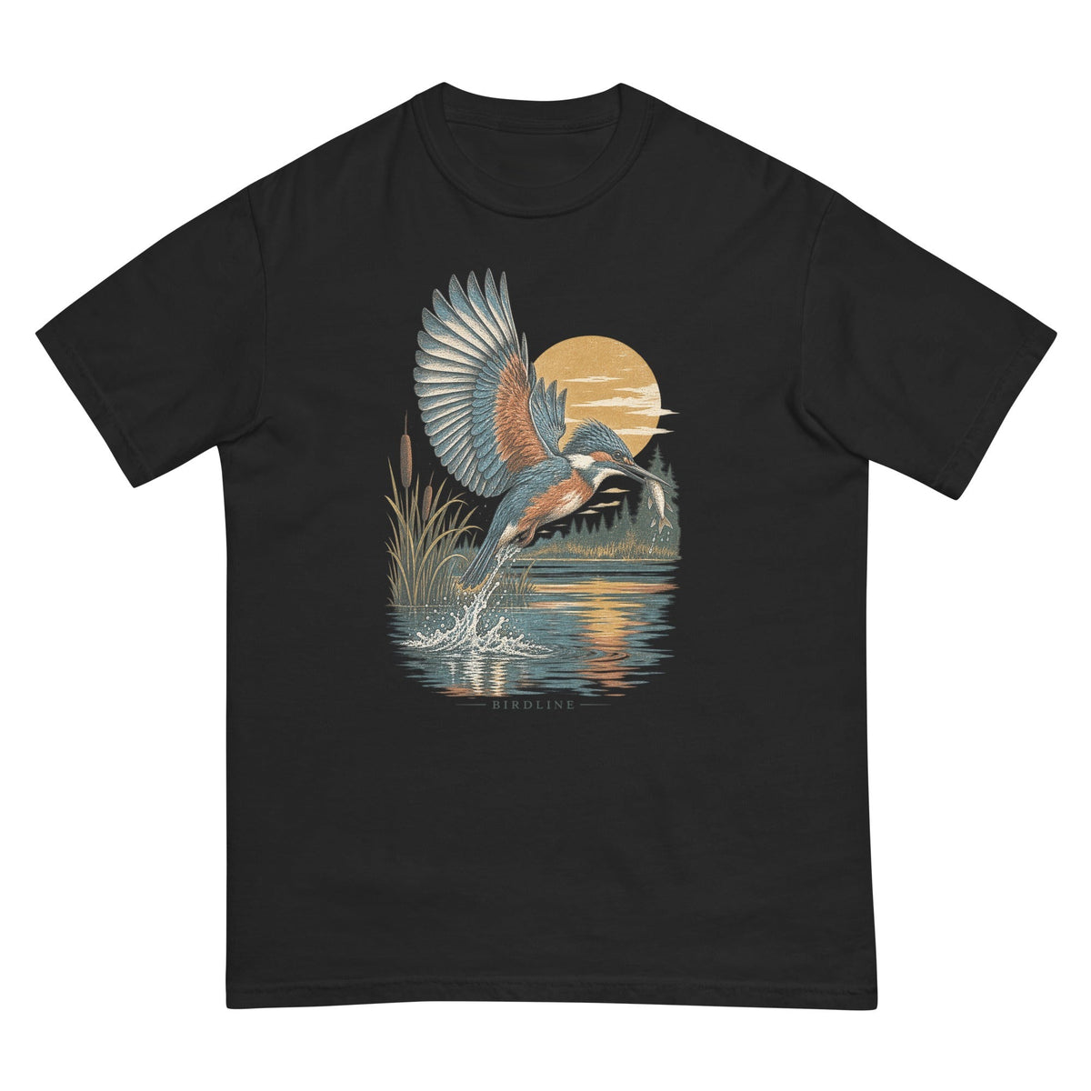 Kingfisher Sunset T-Shirt premium-quality garment detail
