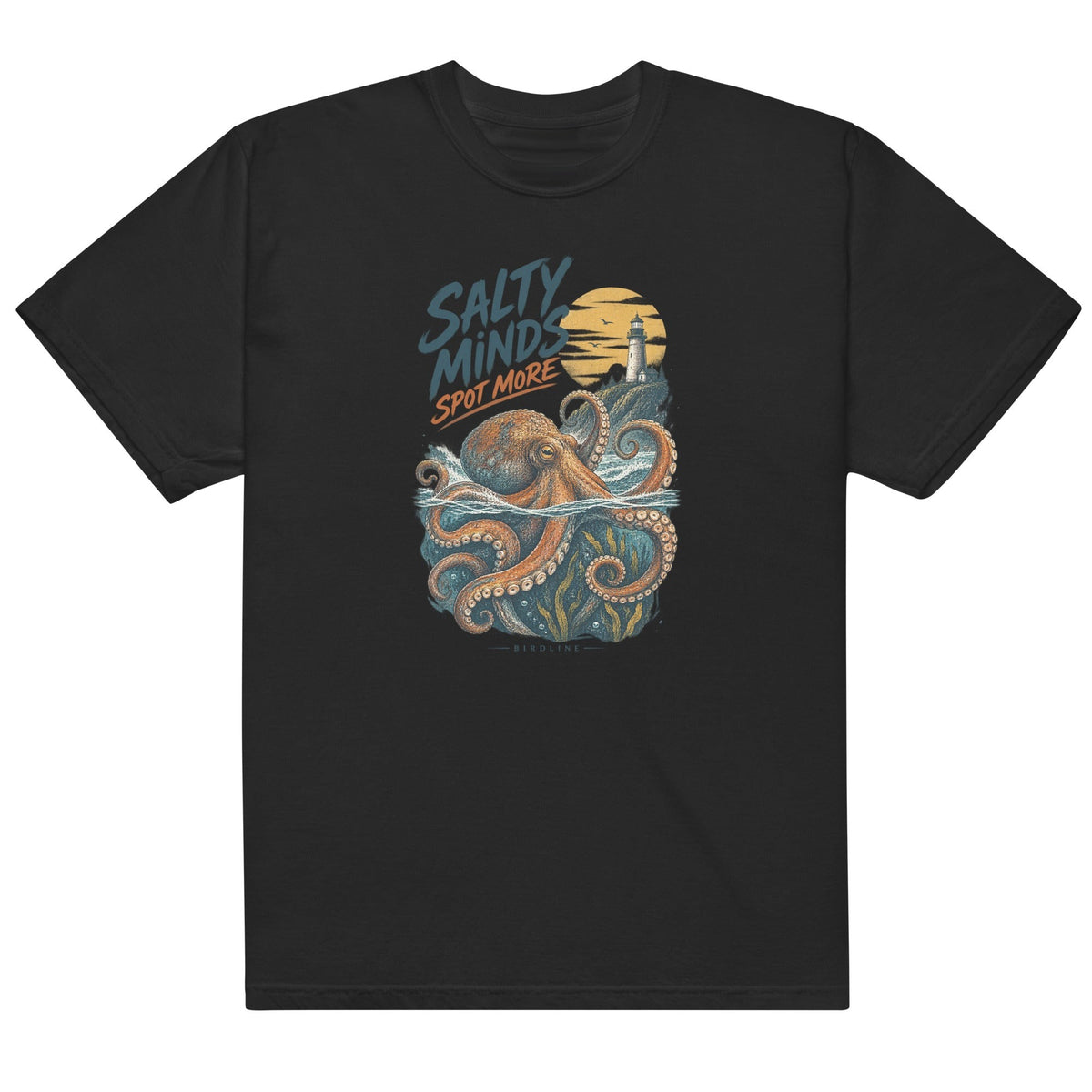 Salty Minds Spot More Octopus T-Shirt premium-quality garment detail