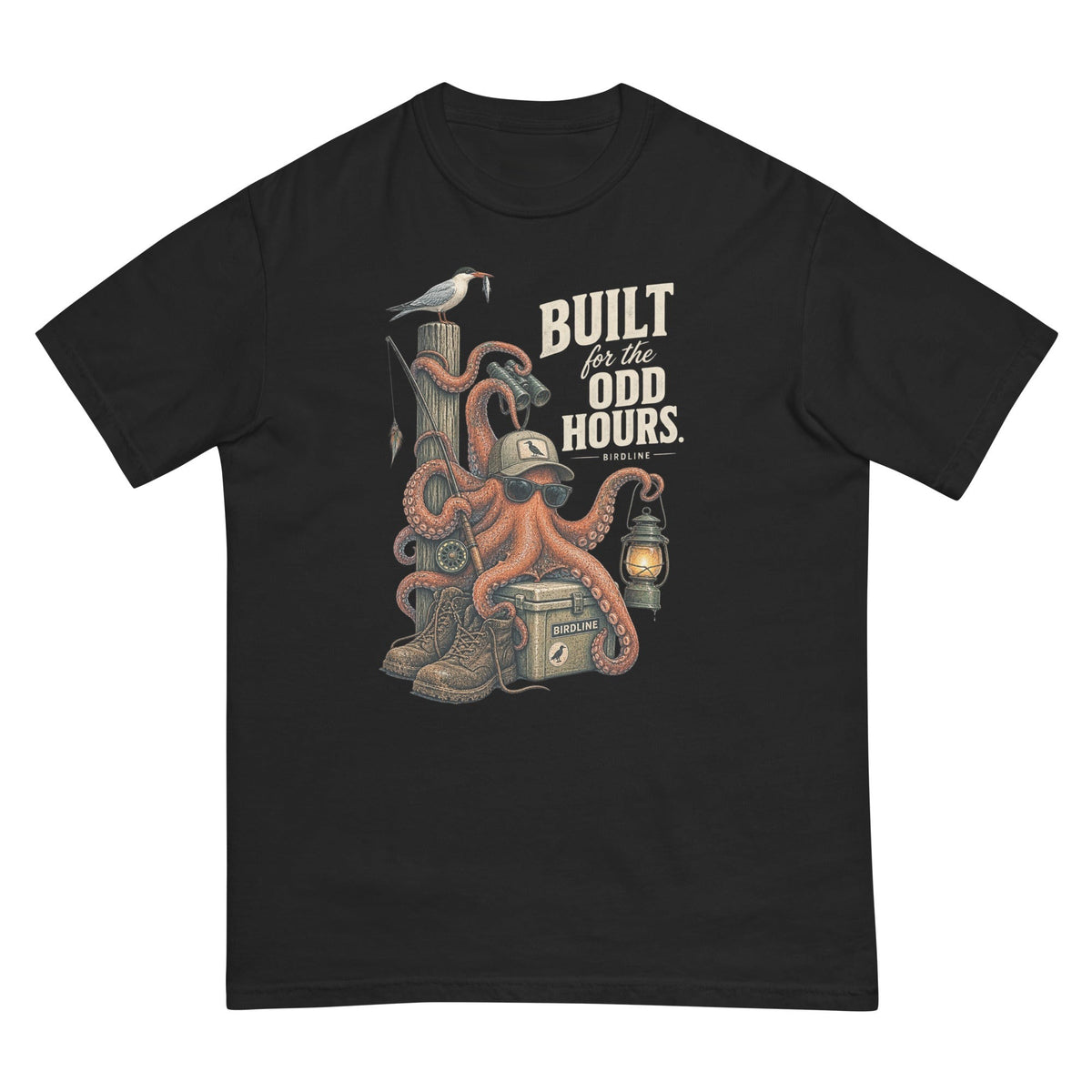 Built for the Odd Hours Octopus T-Shirt premium-quality garment detail