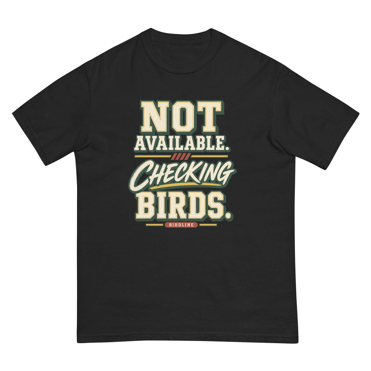 Not Available Checking Birds T-Shirt premium-quality garment detail