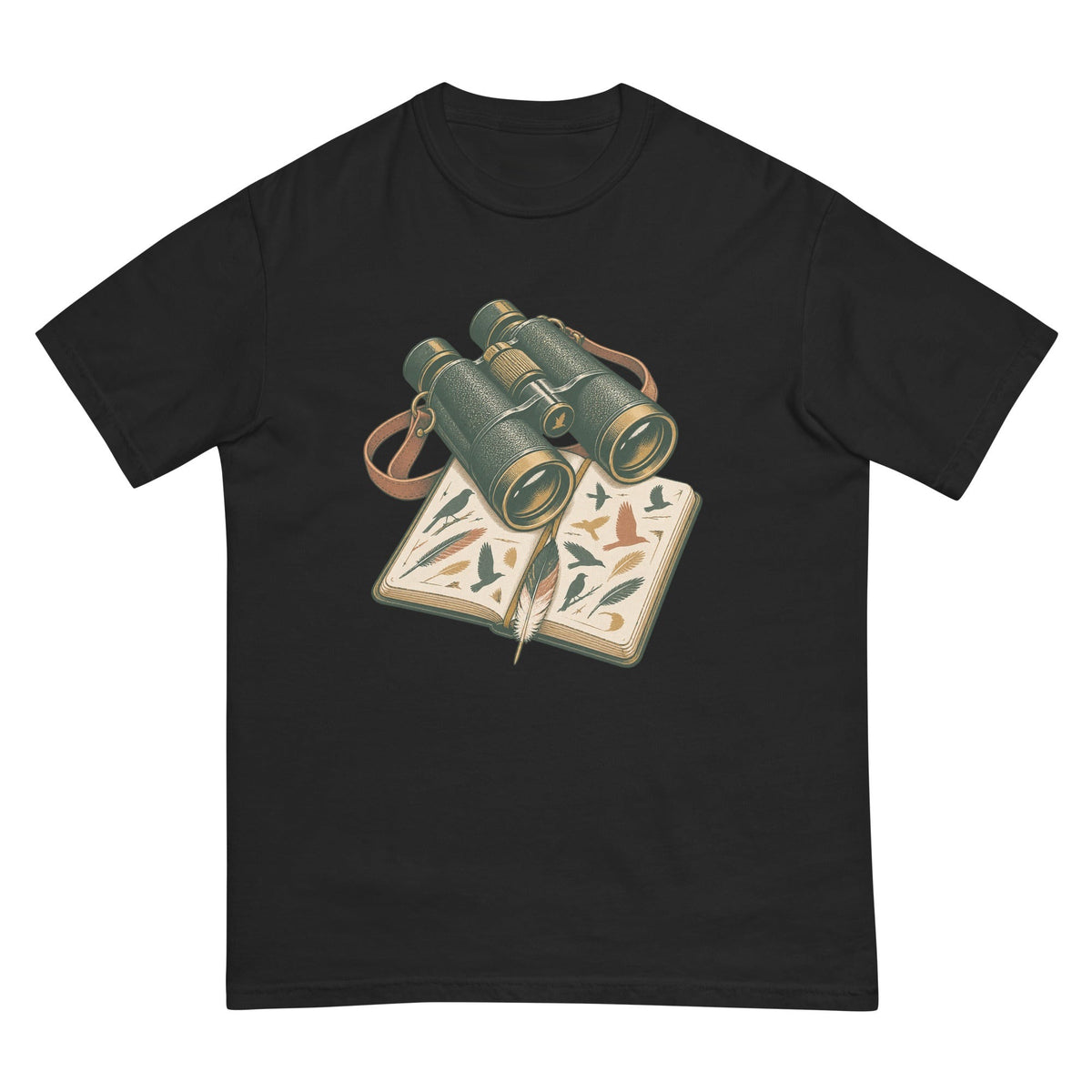 Binoculars & Field Guide T-Shirt premium-quality garment detail