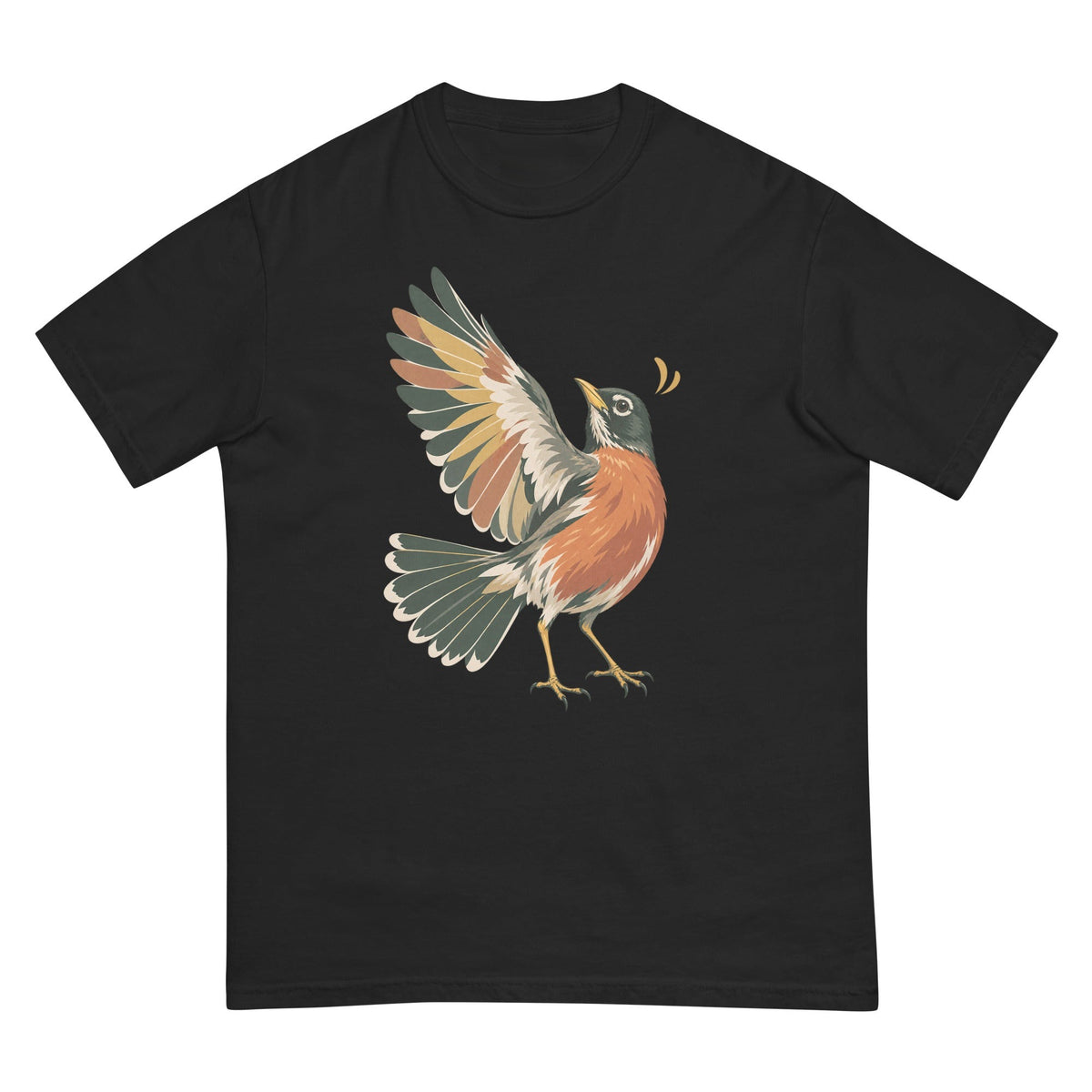 Robin in Flight T-Shirt premium-quality garment detail