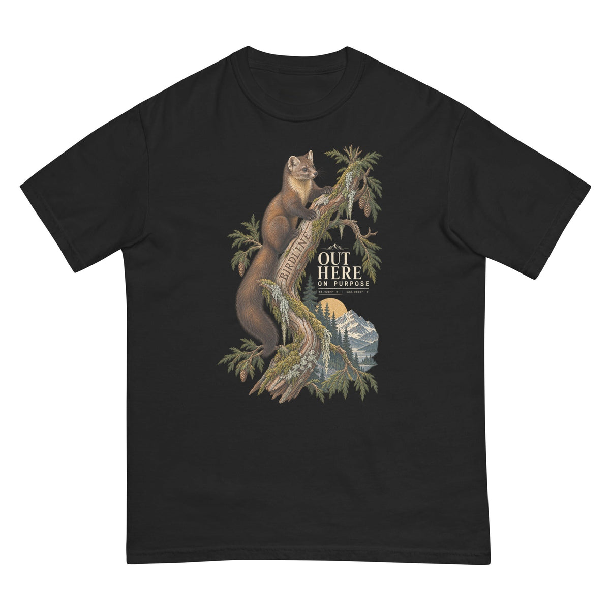 Out Here on Purpose Squirrel T-Shirt premium-quality garment detail