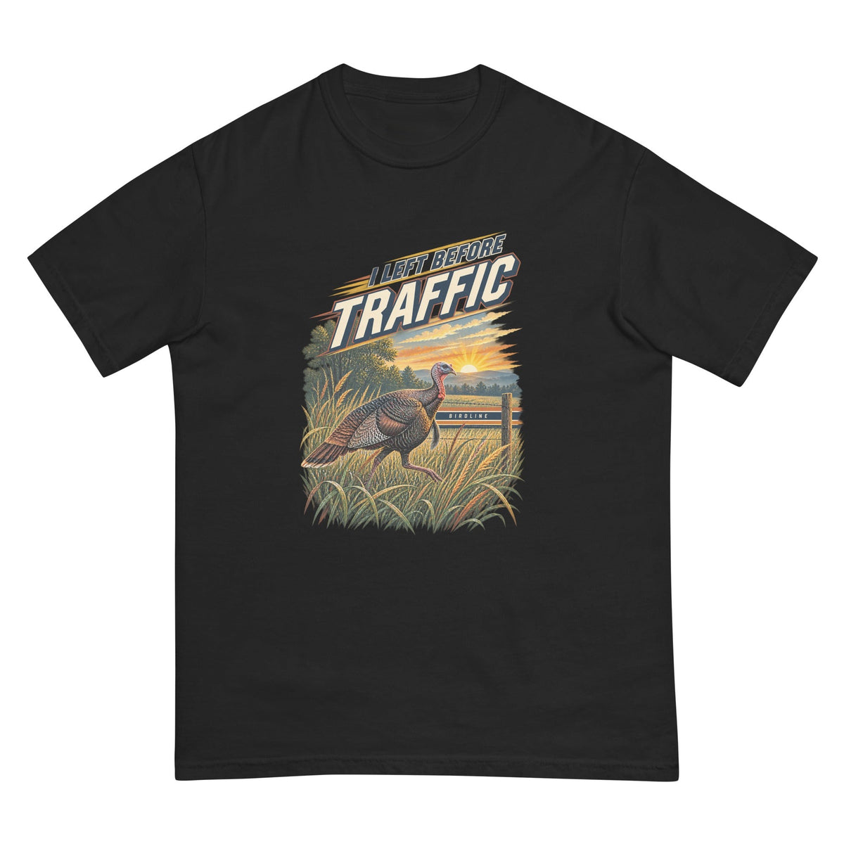 I Left Before Traffic Turkey T-Shirt premium-quality garment detail