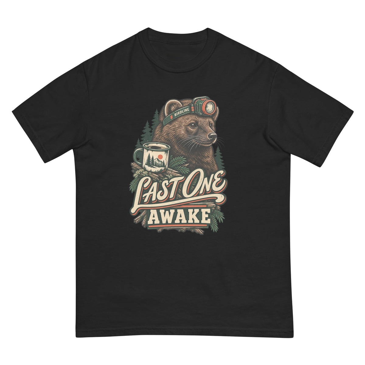 Last One Awake Badger T-Shirt premium-quality garment detail