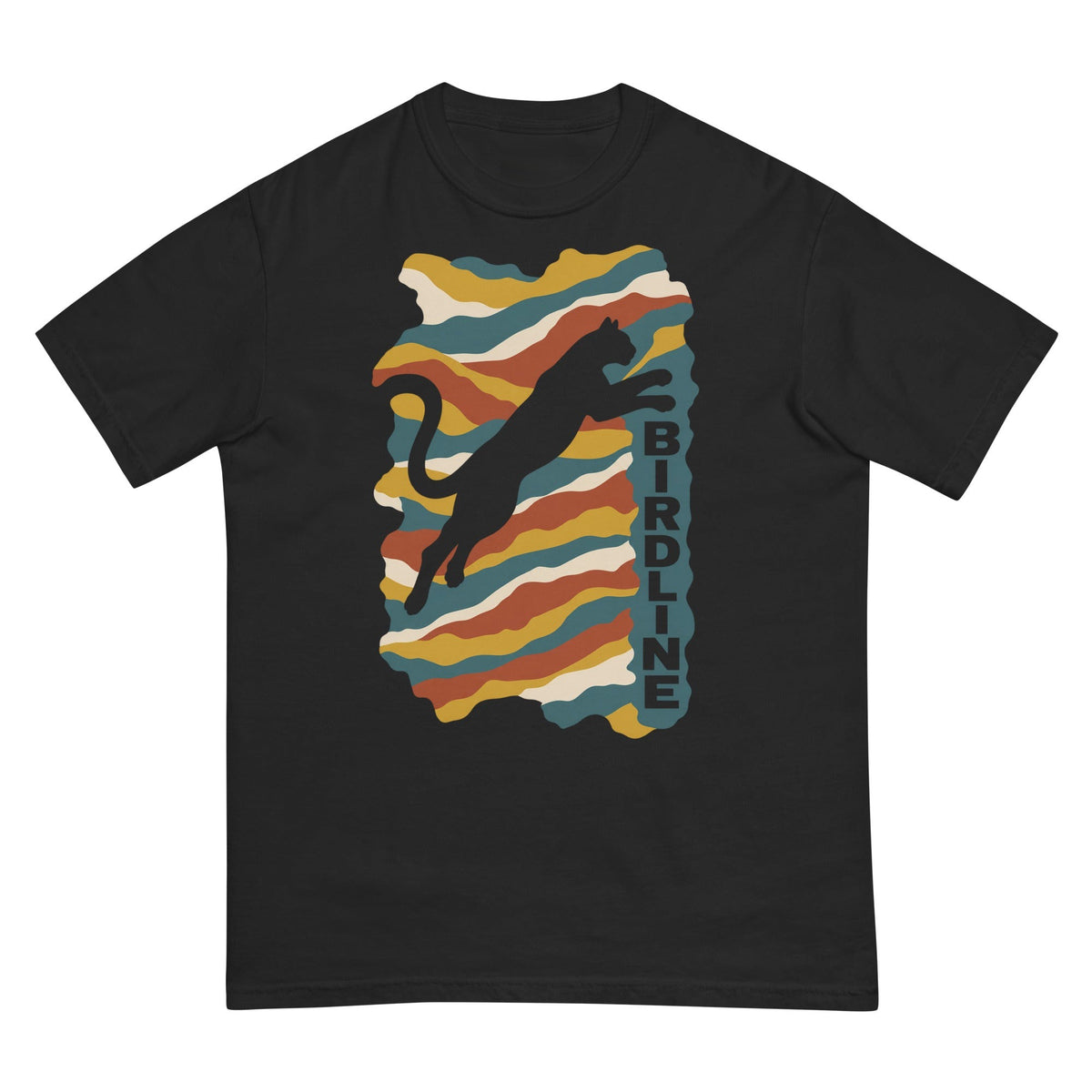 Birdline Leaping Cat T-Shirt premium-quality garment detail