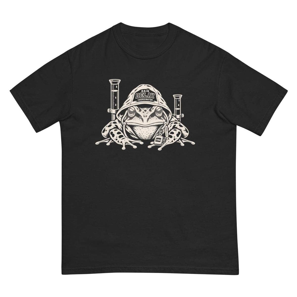 Rain Delays Coordinator Frog T-Shirt premium-quality garment detail