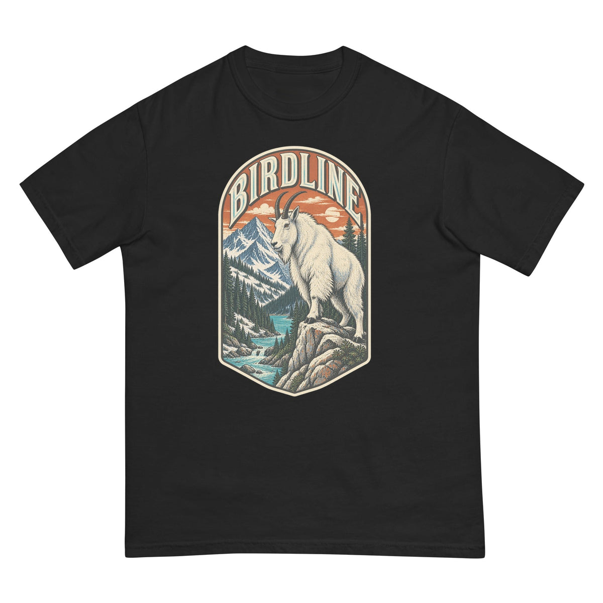 Birdline Mountain Goat Badge T-Shirt premium-quality garment detail