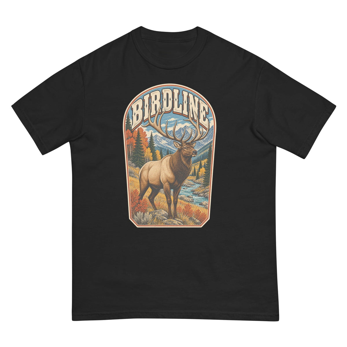 Birdline Elk Badge T-Shirt premium-quality garment detail