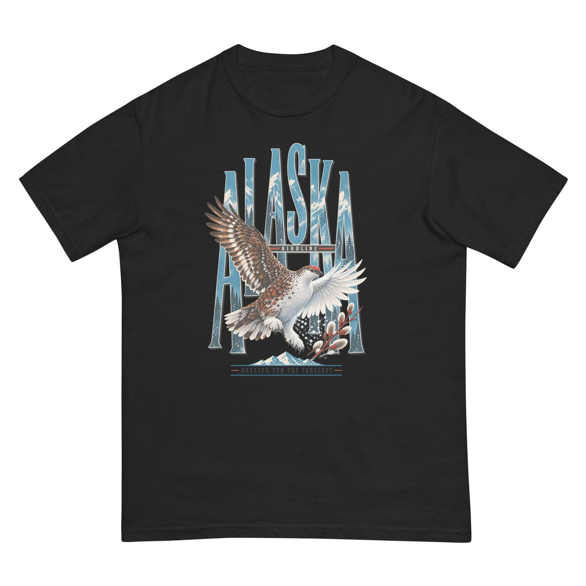 Alaska Dressed for the Forecast Eagle T-Shirt premium-quality garment detail