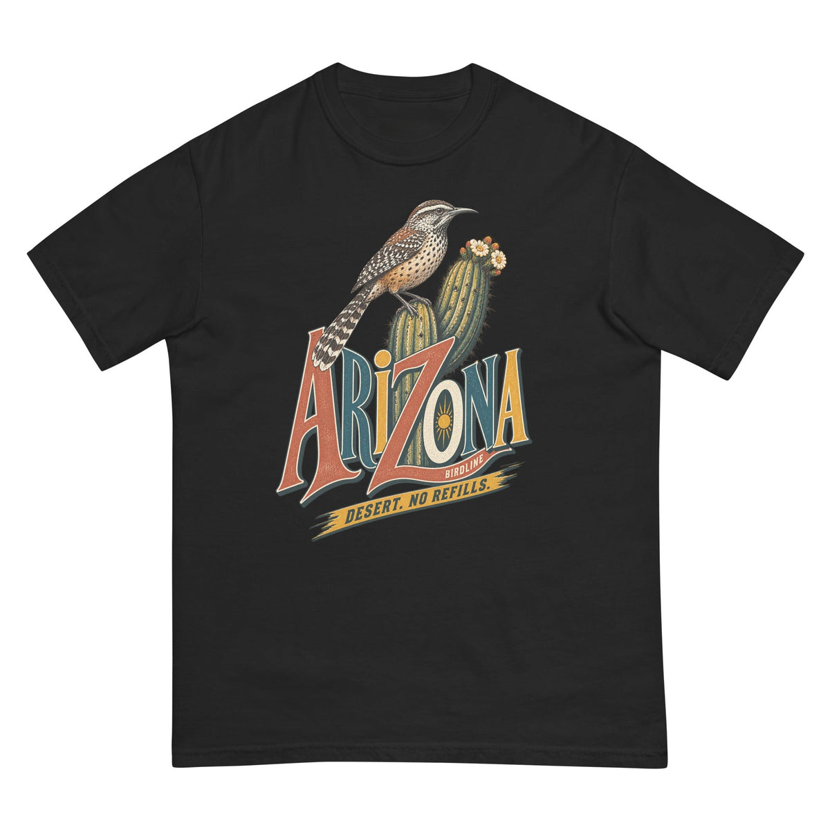 Arizona Desert No Refills T-Shirt premium-quality garment detail