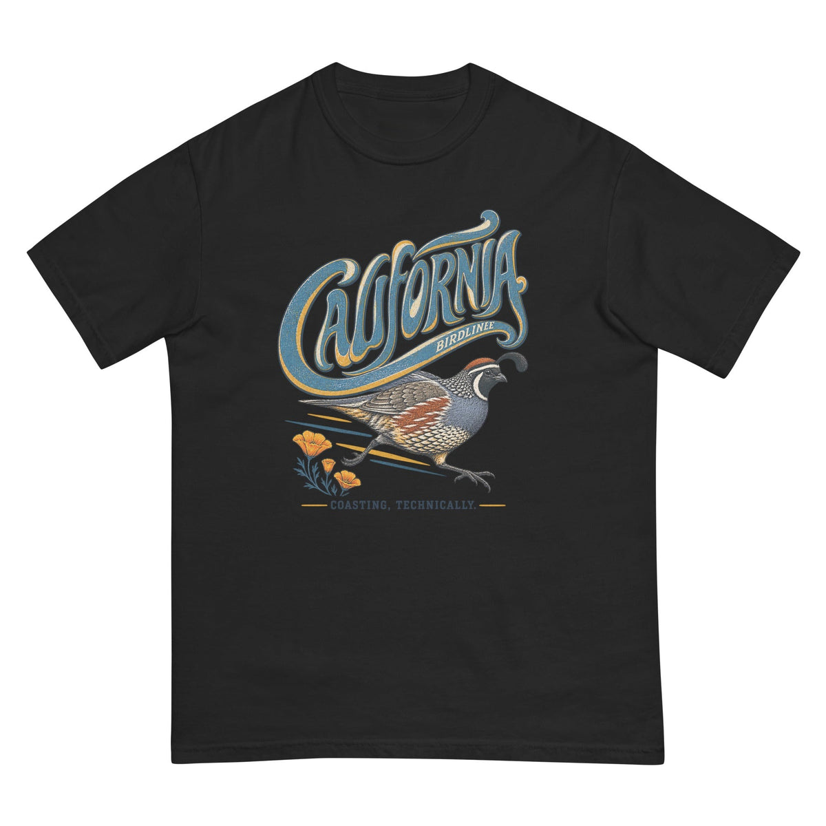 California Coasting Technically Quail T-Shirt premium-quality garment detail