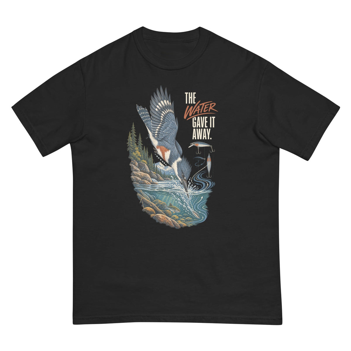 The Water Gave It Away Kingfisher T-Shirt premium-quality garment detail