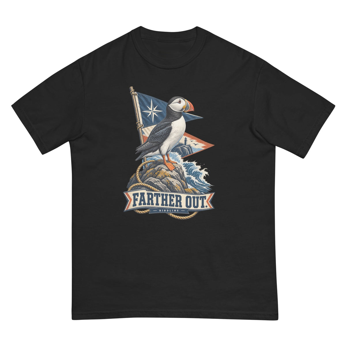 Farther Out Puffin T-Shirt premium-quality garment detail