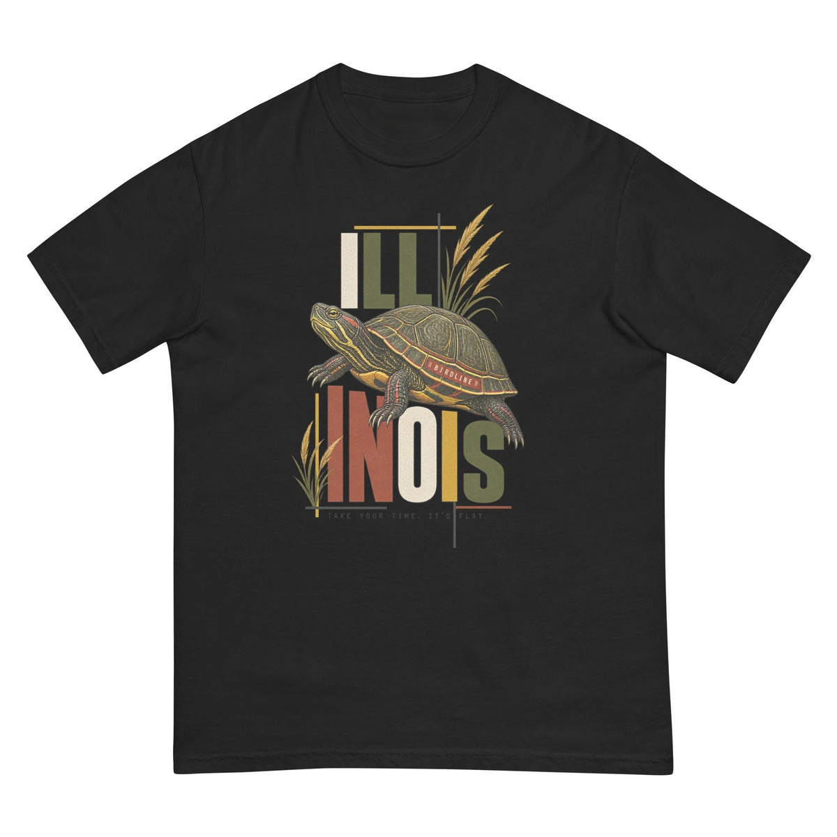 Illinois Take Your Time Turtle T-Shirt premium-quality garment detail