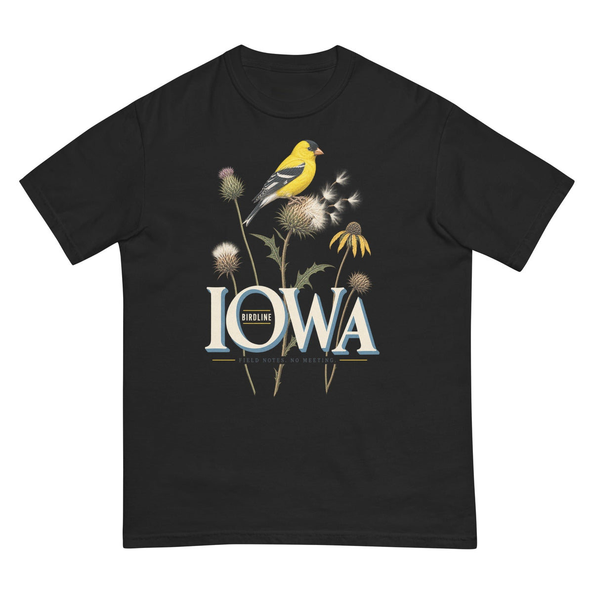 Iowa Field Notes No Meetings T-Shirt premium-quality garment detail